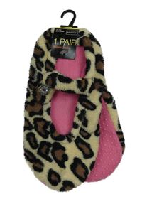 Béžové chlupaté domácí bačkory s leopardím vzorem Primark vel. 36