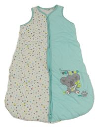 Bílo-tyrkysový zateplený spací pytel s puntíky a koalou Ergee