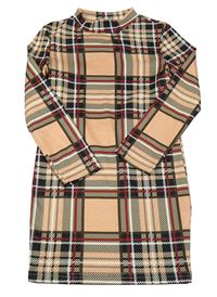 Starorůžovo-černo-barevné kostkované šaty Shein