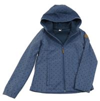 Tmavomodrá melírovaná puntíkatá softshellová bunda s kapucí Yigga