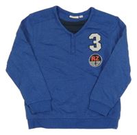 Modrá melírovaná mikina s číslem a nášivkou Kids