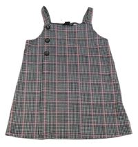 Černo-bílo-červené kostkované šaty s knoflíky Primark