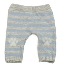 Šedo-světlemodré pruhované pletené tepláky