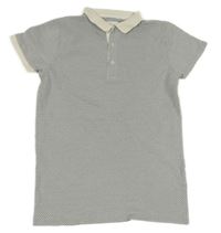 Bílo-šedé vzorované polo tričko Next