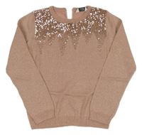 Starorůžový třpytivý svetr s flitry Primark
