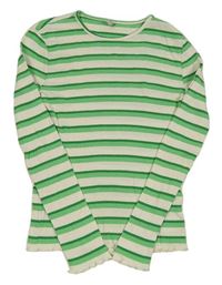 Béžovo-zelené pruhované žebrované triko Only