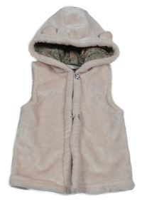 Světlerůžová kožešinová vesta s kapucí