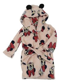 Růžový chlupatý župan s Minnie a kapucí Primark