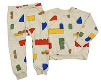 2set - Béžová mikina s Lego kostkami + tepláky H&M
