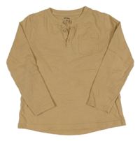 Hnědé triko s kapsou a knoflíky H&M