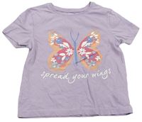 Lila tričko s motýlkem Primark