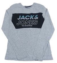 Šedo-černé triko s logem Jack&Jones 