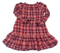 Růžovo-modré kostkované šaty H&M