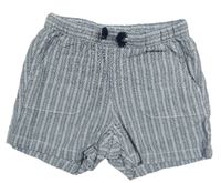 Modro-bílé pruhované plátěné kraťasy H&M