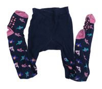 Tmavomodro-růžové punčocháče se slony Jojo Maman Bébé