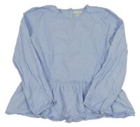 Modro-bílá pruhovaná halenka s volánkem Vertbaudet