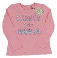 Nové - růžové triko s nápisy 