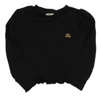 Černé žebrované crop triko River Island