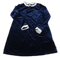 Tmavomodré sametové šaty s límečkem okaidi