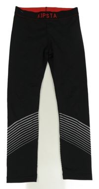 Černé sportovní funkční legíny s logem Kipsta