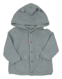 Světlemodrý propínací svetr s kapucí Tu