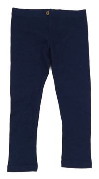 Tmavomodré žebrované legíny s knoflíkem M&S