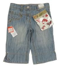 Nové - světlemodré lehké riflové kraťasy + samolepky Next