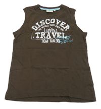 Tmavohnědé tílko s nápisem Tom Tailor