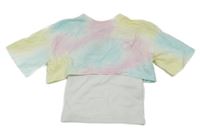 Nové - Barevné batikované crop tričko s všitým bílým topem River Island