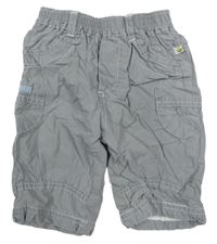 Šedé plátěné podšité kalhoty s výšivkou 