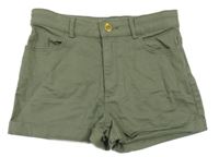 Khaki riflové kraťasy H&M