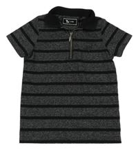 Tmavošedo-černé pruhované polo tričko Tu