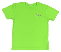Neonově zelené sportovní tričko s nápisem