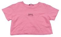Růžové crop tričko s nápisem George