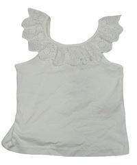 Bílý top s volánky s madeirou Primark
