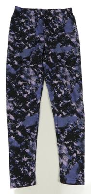 Černo-fialové vzorované zateplené legíny Y.F.K.