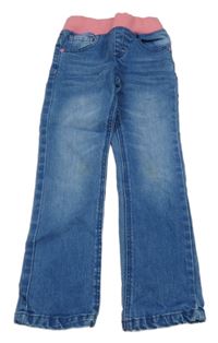 Modré rifle s úpletovým pasem 