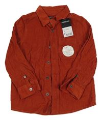 Cihlová manšestrová košile Inxtenso