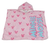 Světlerůžové osuškové froté pončo s Minnie a kapucí Matalan
