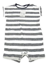 Nové - Tmavomodro-bílý pruhovaný kraťasový overal Next