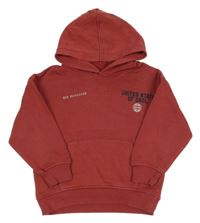 Vínová mikina s nápisem a kapucí M&S