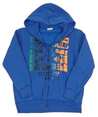 Tmavomodrá propínací mikina s potiskem a kapucí Yigga