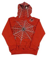 Červeno-černo-bílá mikina s pavučinou a kapucí - Spiderman 