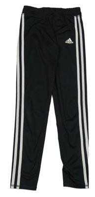 Černo-bílé sportovní crop legíny s pruhy Adidas