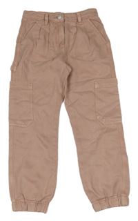 Růžové lehké cargo cuff kalhoty Next