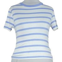 Dámské bílo-světlemodré pruhované crop tričko Primark 