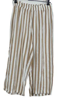 Dámské hnědo-bílé pruhované culottes kalhoty Only 