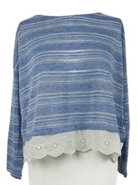 Nové - Dámské světlemodré melírované úpletové triko s madeirovým volánkem Atmosphere