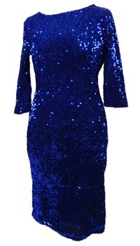 Dámské safírové flitrové šaty 