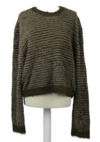 Dámský hnědý pruhovaný chlupatý crop svetr Weekday 